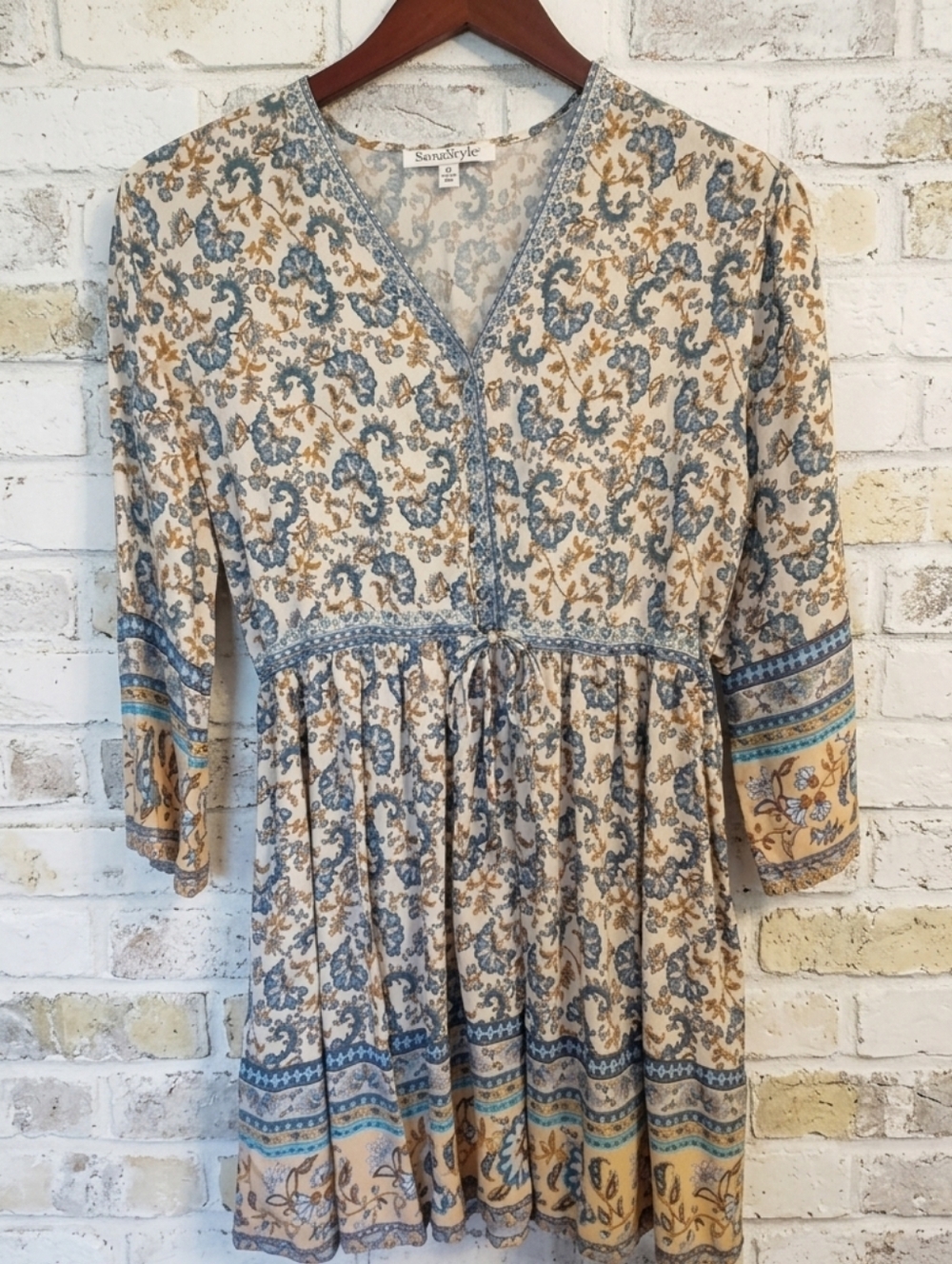 NorthStyle V-neck Drawstring Waisted Peasant Tunic Top/Dress Size Medium